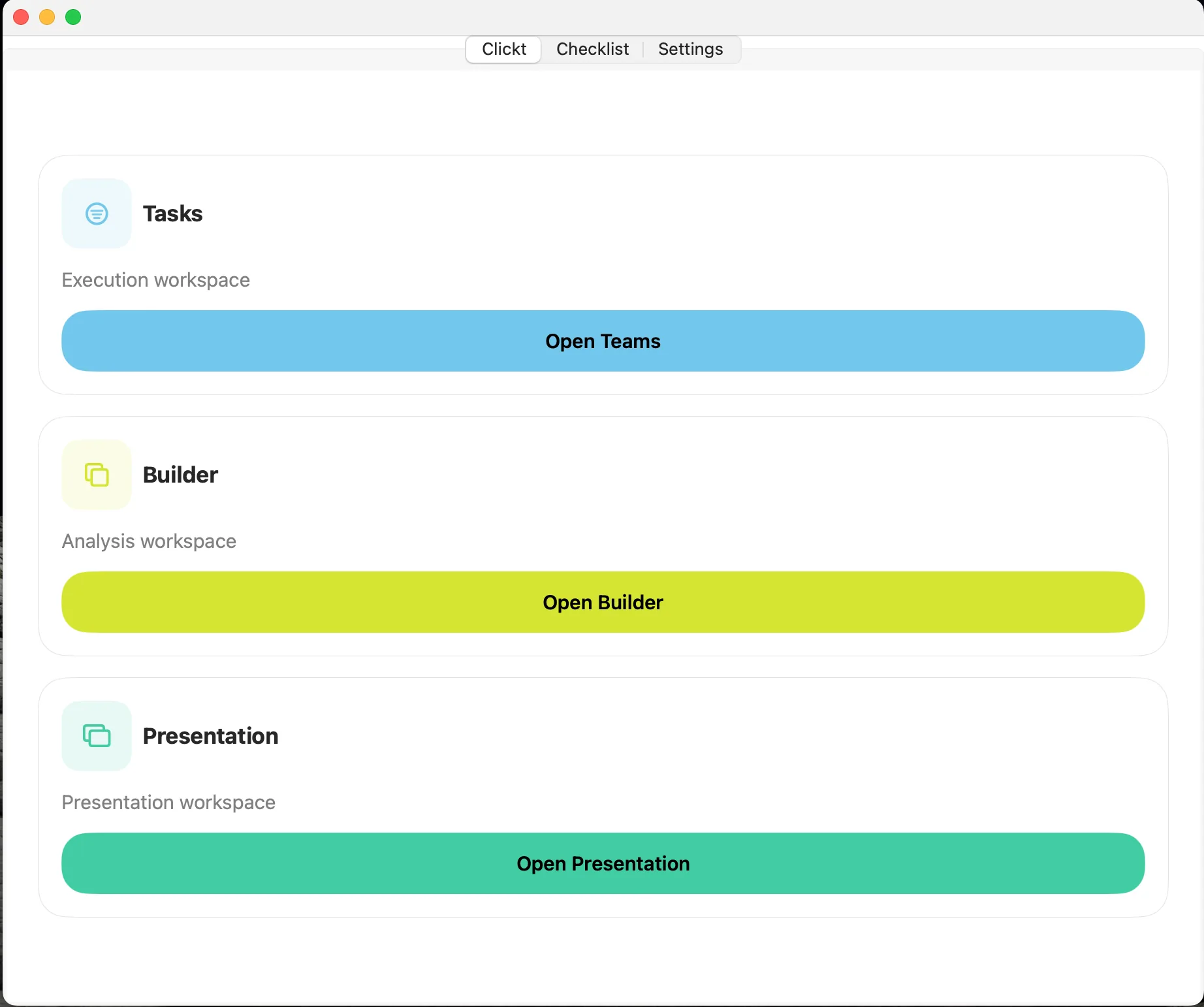 Clickt Mac homepage preview